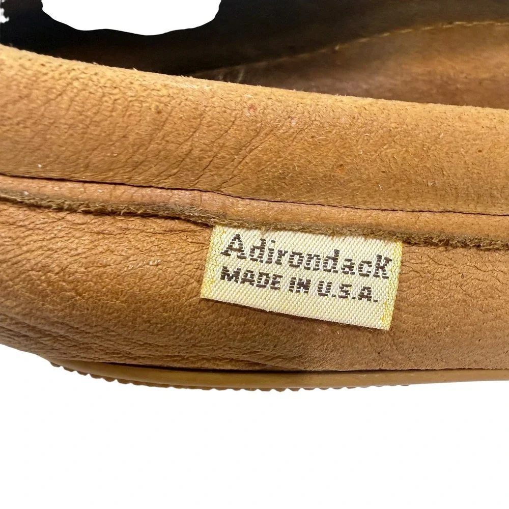 Adirondack Deerskin Leather Moccasins Tan Made in USA Mens 9 Loafers Slippers